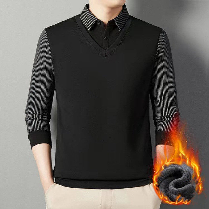 🔥👔【M-4XL】Pánské tričko s dlouhým rukávem polo, zateplené a zesílené, business casual