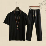 👨【Top + Pantaloni】 Costum de agrement pentru bărbați, lejer și respirabil, din bumbac și in de înaltă calitate