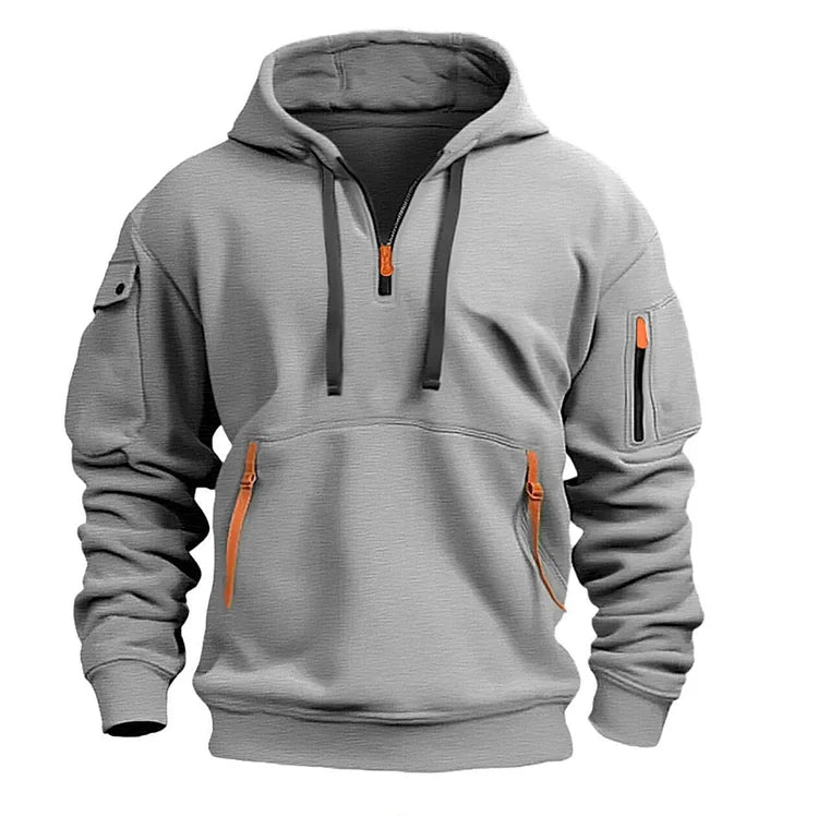 💥 【S-5XL】 Tricou pentru bărbați cu fermoar și buzunare multiple