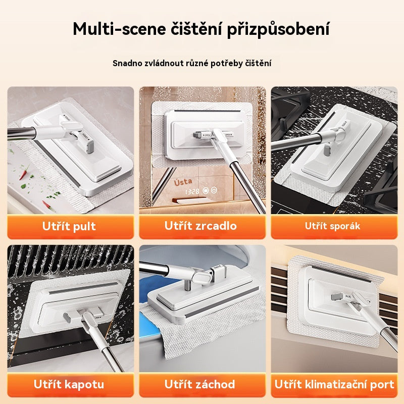 👏【Komplet 4 kosov】💦Večfunkcijski mop s sponko za krpo, nov domači mop, ki ga ni treba prati✅