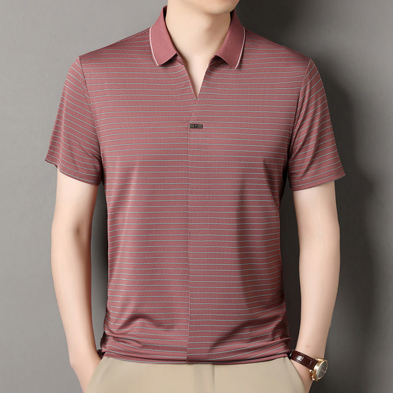 👔【M-4XL】Tricou polo cu mânecă scurtă, cu dungi, pentru bărbați, de vară nouă【50-100 kg】