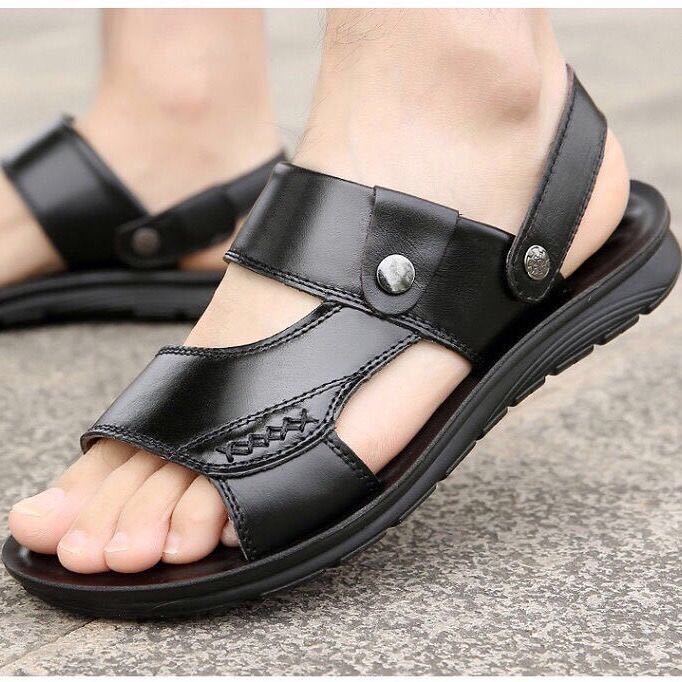 👞【39-47】Sandale noi de vară pentru bărbați, din piele, respirabile și antiderapante.