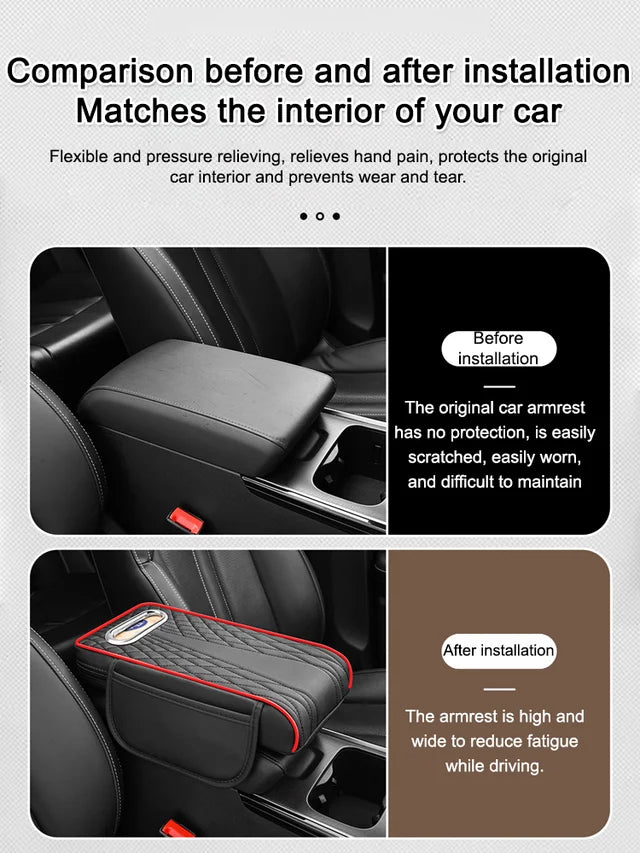 👏🚗 Večnamenska usnjena škatla za naslon za roke tri v enem--Večnamensko in praktično