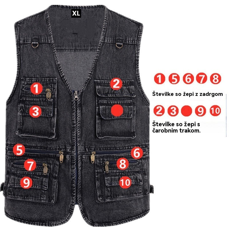 🔥👏【XL-7XL】2025 Moška denim jopica z več žepi