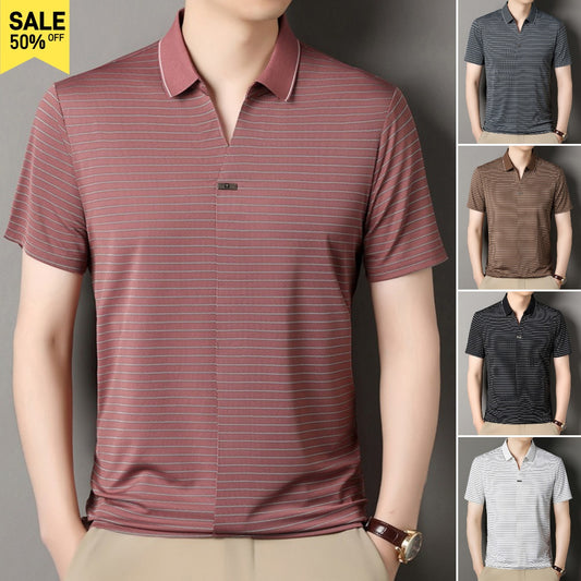 👔【M-4XL】Tricou polo cu mânecă scurtă, cu dungi, pentru bărbați, de vară nouă【50-100 kg】