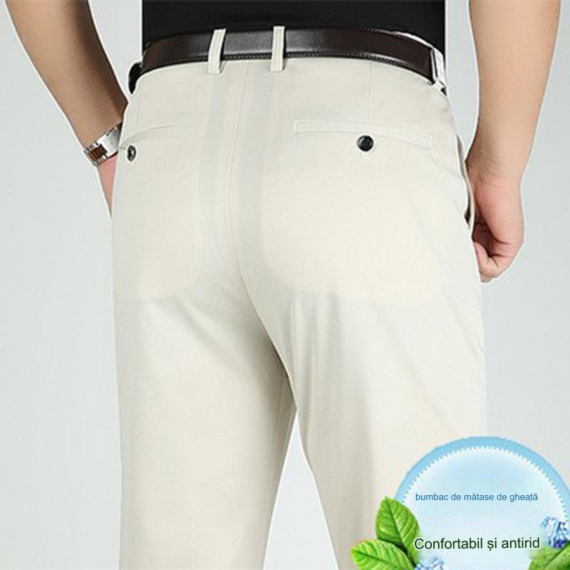 💨👖 Pantaloni business casual slim-fit de vară cu picioare drepte, picioare largi și pantaloni elastici.