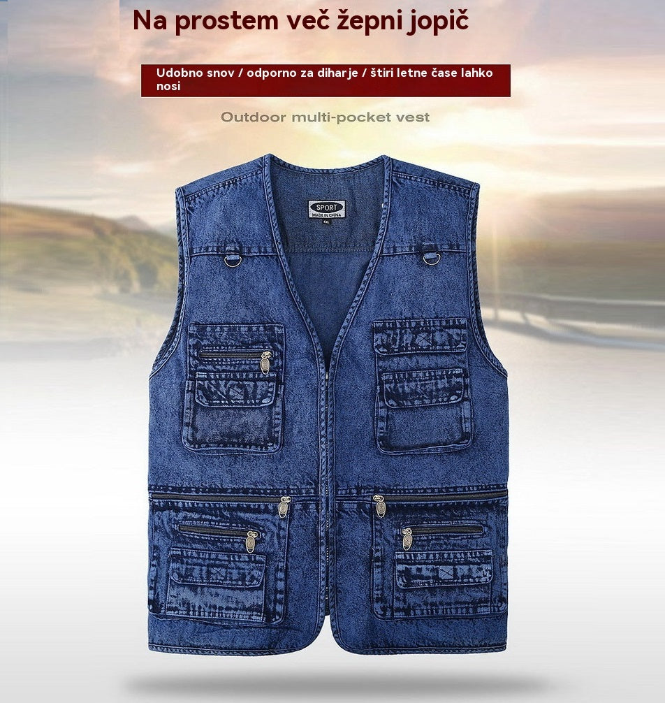 🔥👏【XL-7XL】2025 Moška denim jopica z več žepi