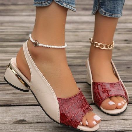 【35-43】Vara stil nou gura de peste toc gros sandale romane dama