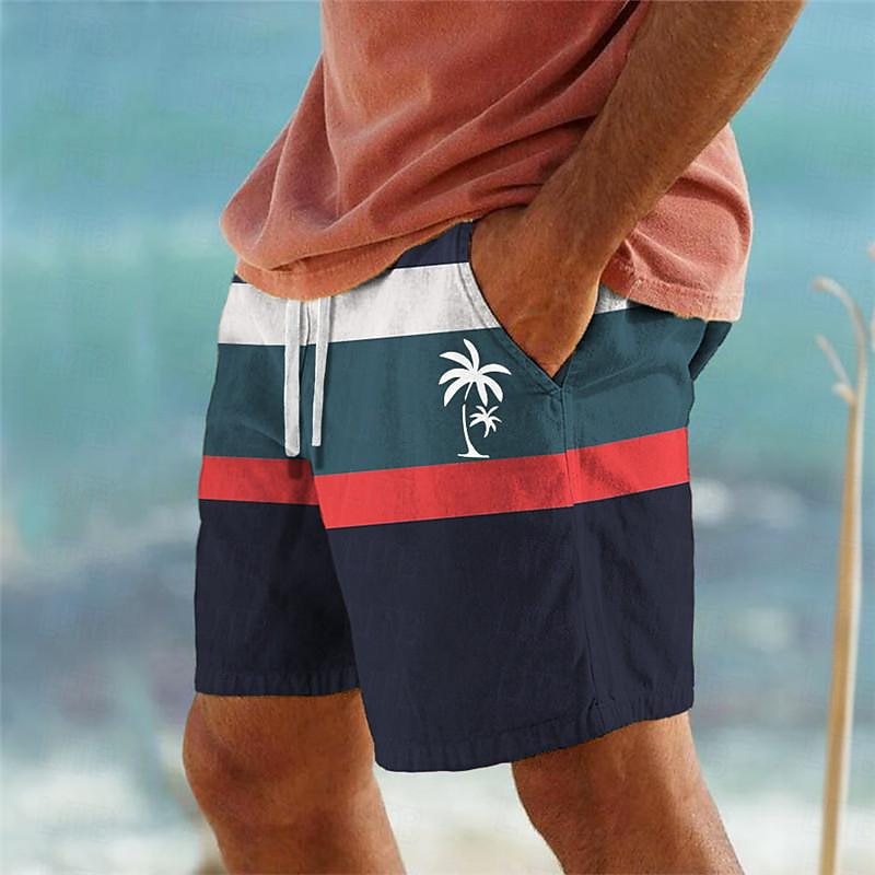 💥【Ofertă】Pantaloni de baie bărbați stilati cu imprimeu multicolor.