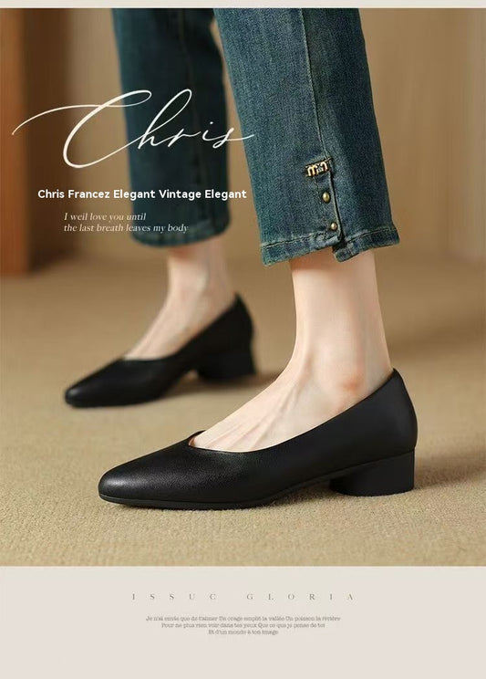 🍬👠【35-40】Pantofi de lucru din piele pentru femei, cu vârful ascuțit și talpă moale, la modă.