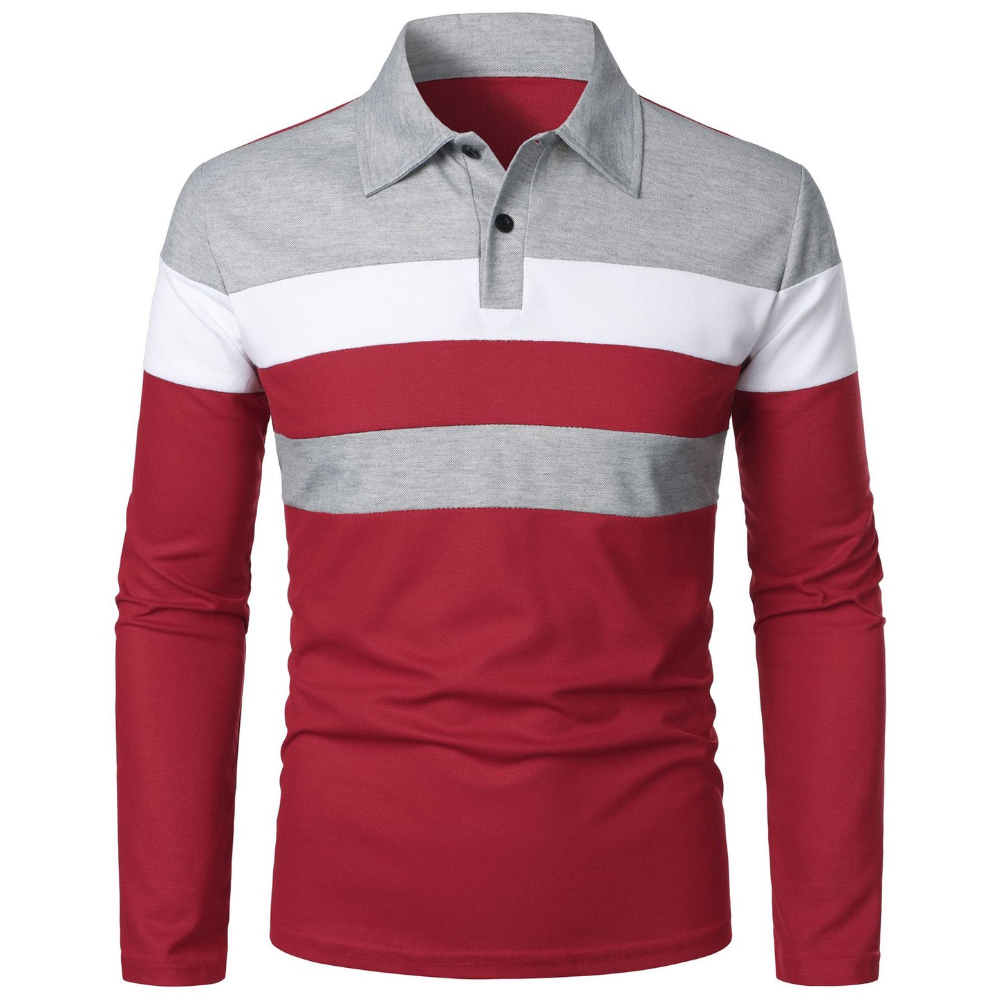 👕【S–5XL】Nou model de vară pentru bărbați, mânecă lungă, polo șitiaowen dungi contrastante pe piept.