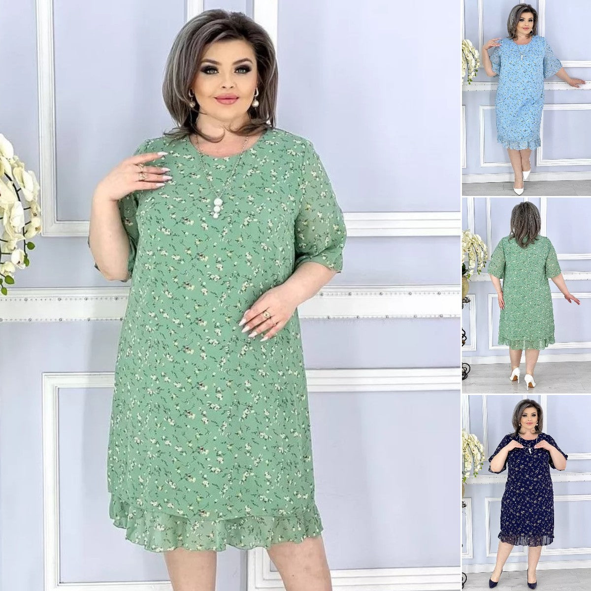 💟【S-5XL】👗Noua rochie eleganta din sifon floral