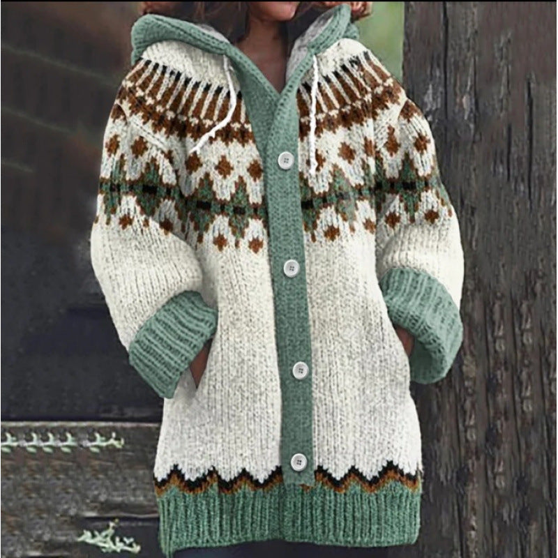 🔥【S~5XL】✨Jesen/zima Nova elegantna barvita retro jakna s kapuco