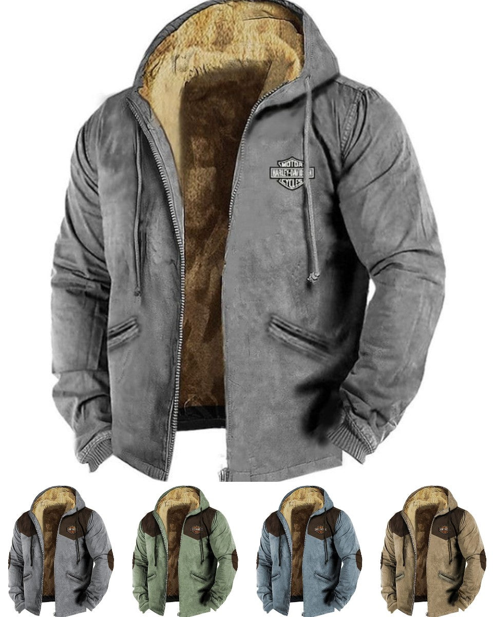 😛【M-5XL】Módní pánské podzimní a zimní bundy volné, zesílené a sametové