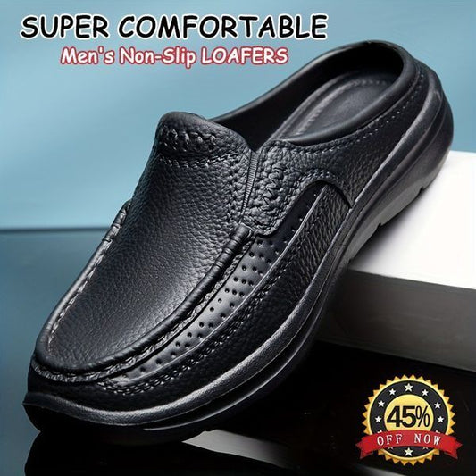 ✨👞【39-45】Papuci de casă din piele pentru bărbați, casual, de vară 2025, simpli și confortabili