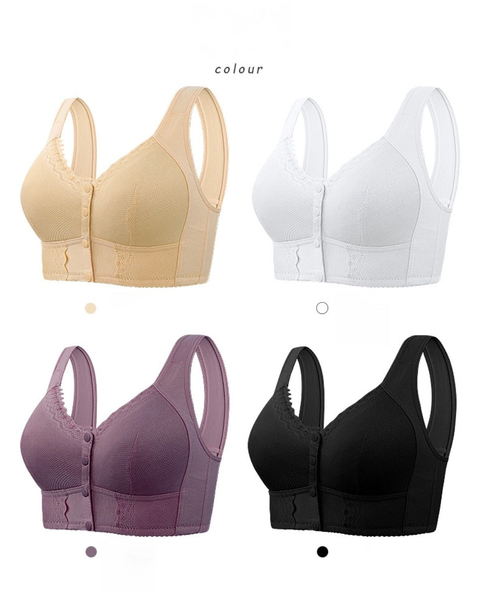 （3 kosov）💕🎁【45kg-155kg】Velik zračen nedrček iz mehkega bombaža z gumbi spredaj