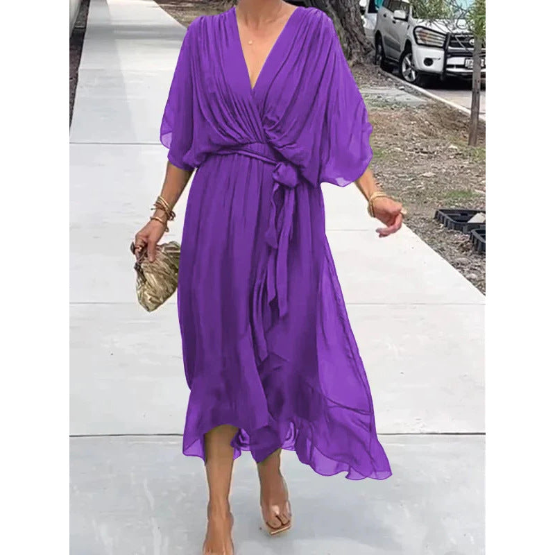 👗 Model nou pentru primăvara. [S-5XL] Rochie confecționată din șifon moale.