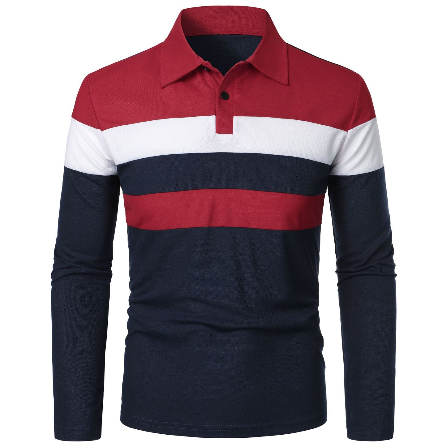 👕【S–5XL】Nou model de vară pentru bărbați, mânecă lungă, polo șitiaowen dungi contrastante pe piept.