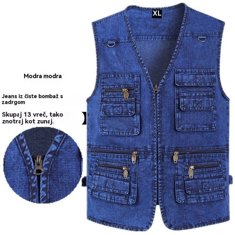 🔥👏【XL-7XL】2025 Moška denim jopica z več žepi