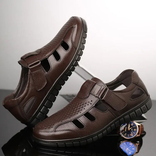 💁‍♂️👞 Moški zračni poletni sandali iz pravega usnja