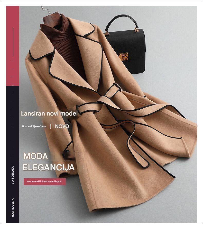 👩【M-4XL】Nova jesensko-zimska ženska korejska srednje dolga dvostranska kašmirska jakna/plašč