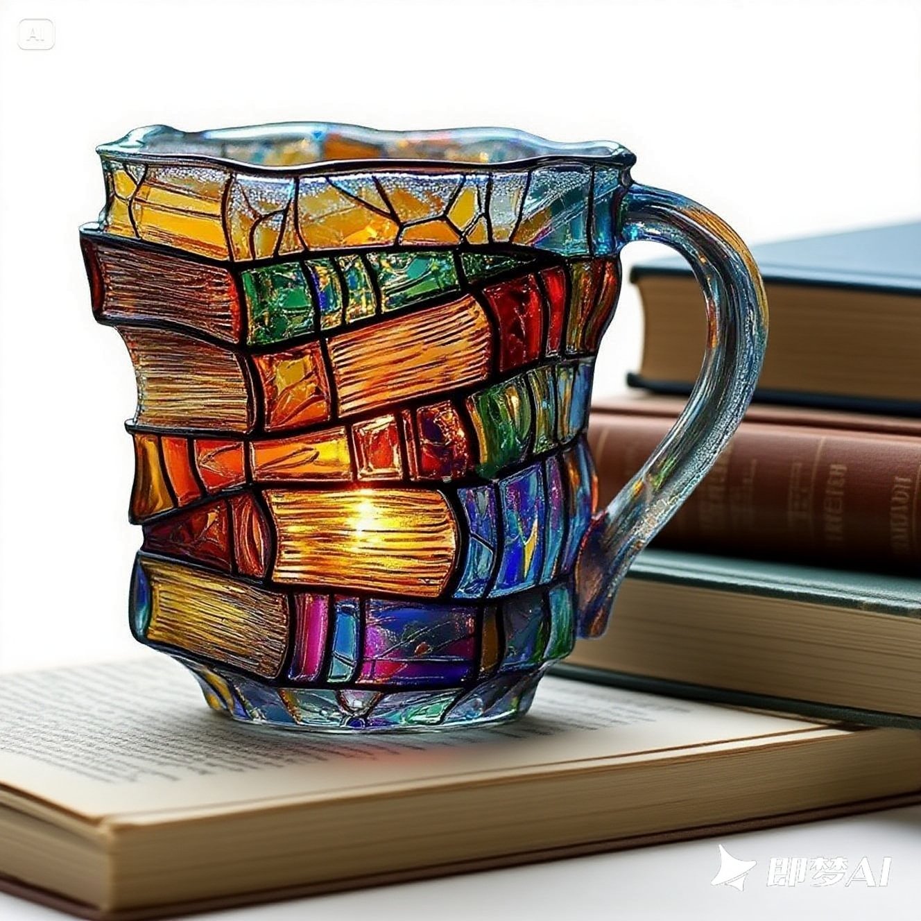 ☕📚 Ceașcă de cafea pictată 3D în formă de carte