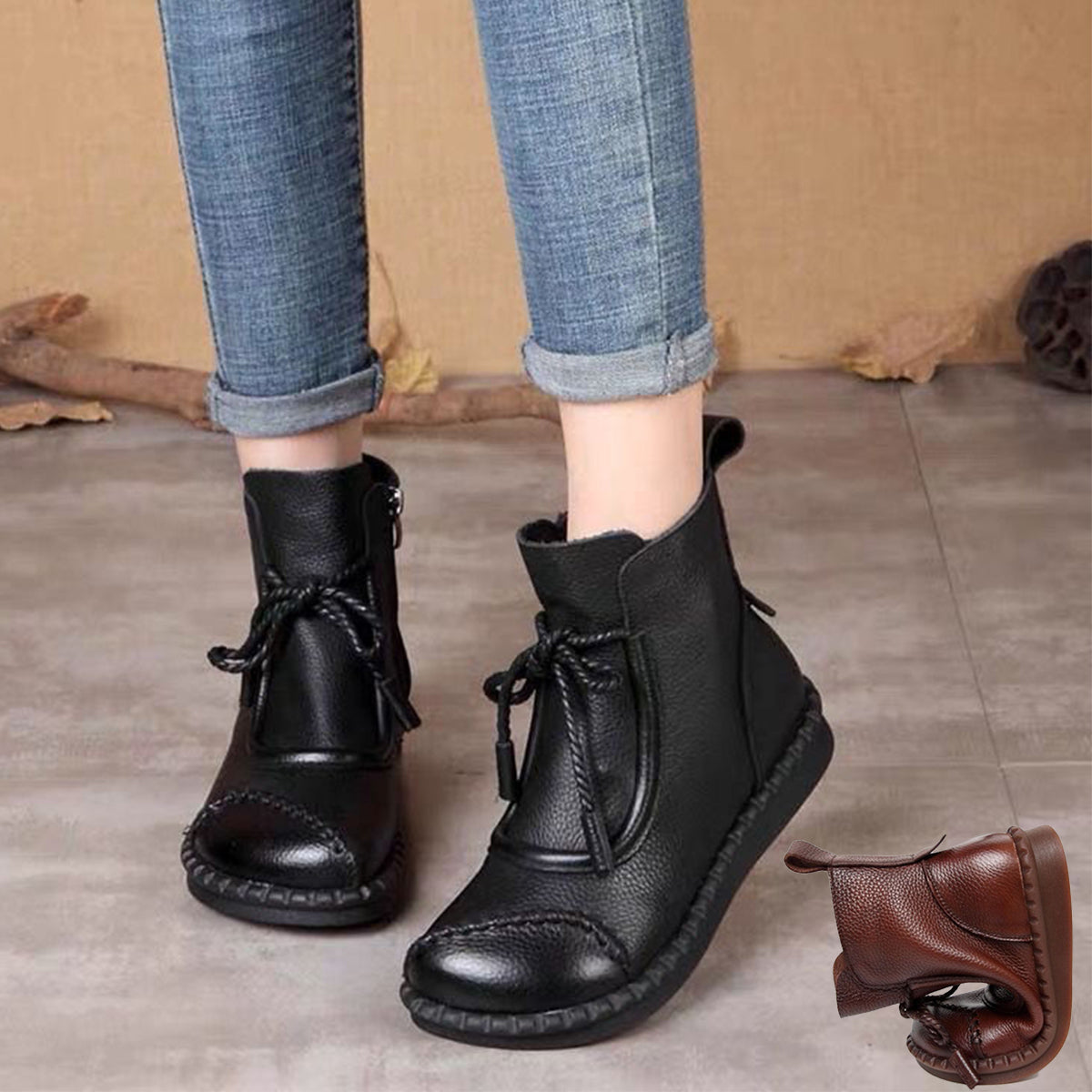👢🔥【35-40】Ghete noi de damă din piele de vacă, importate din Australia
