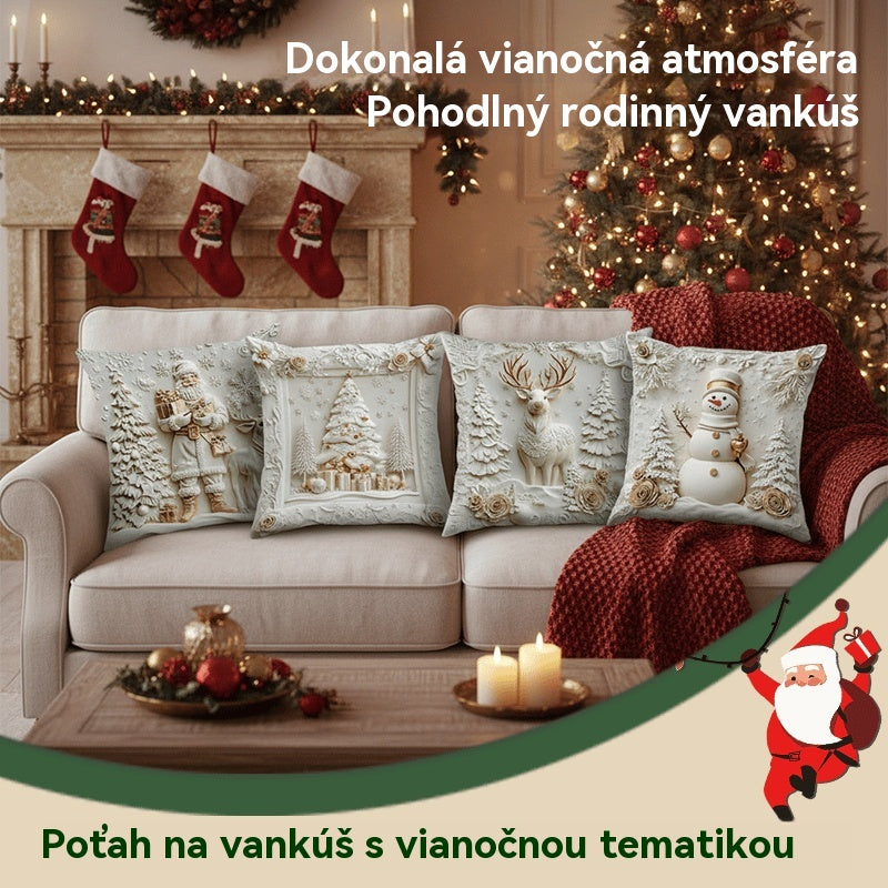 🎅Vánoční výprodej🎄Povlak na polštář s vánoční tématikou 【4-dílná sada】