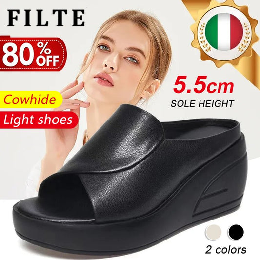 🔥👡【35-42】 Sandale din piele naturală pentru femei la modă 2025, cu talpă moale și talpă groasă