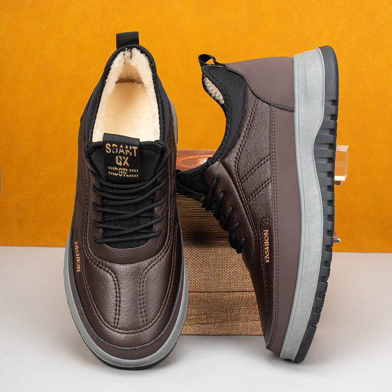 ⛄🥾【39-45】Pánská zimní sportovní obuv pro volný čas, pravá kůže, voděodolná, s měkkou podrážkou a sametem