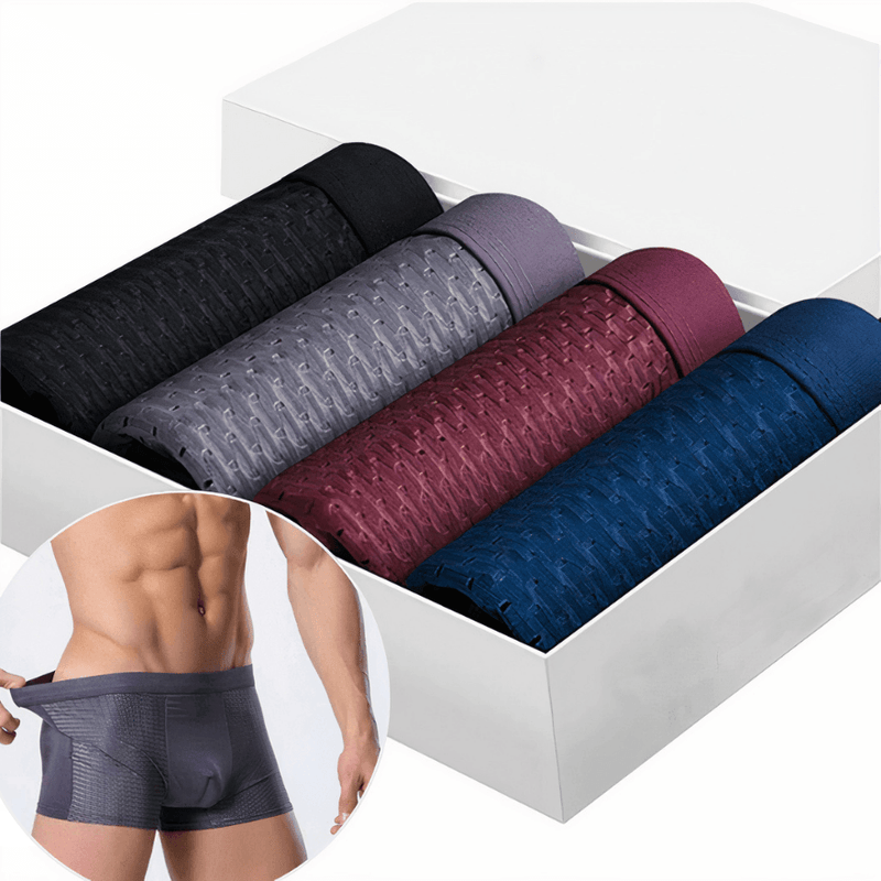 😎🩲【1 set de 4 bucăți】 Pantaloni scurți boxer antibacterieni pentru bărbați, mărime mare