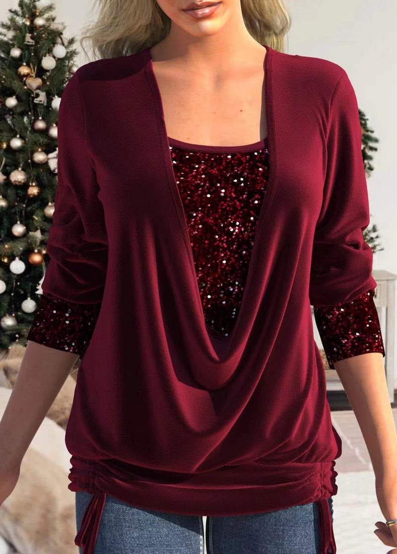 🎁【✨ Vroče】【M-5XL】Nov dvodelni ženski top z dolgimi rokavi