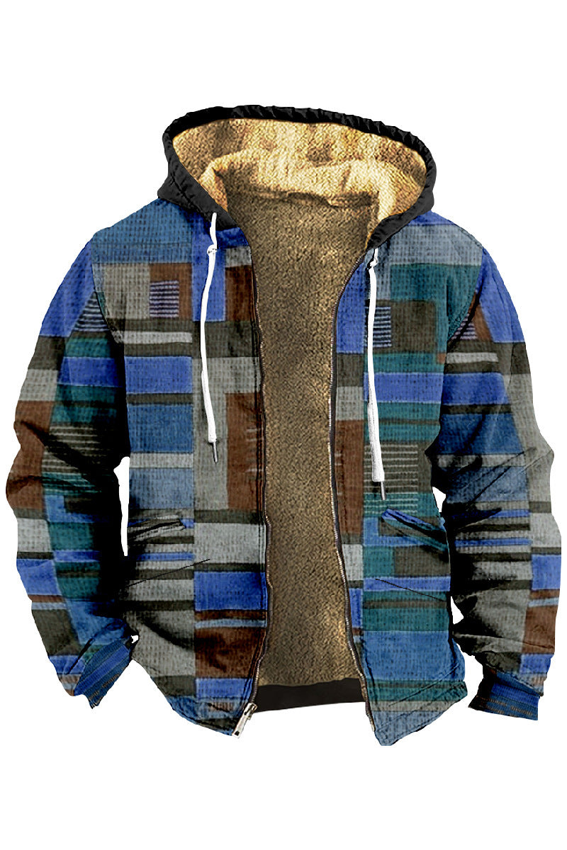 ✨👔【S-4XL】Podzimní a zimní ležérní pánský kabát s tlustým sametem a teplou kapucí z jehněčí vlny