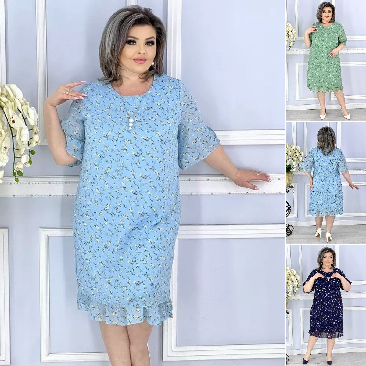 💟【S-5XL】👗Noua rochie eleganta din sifon floral