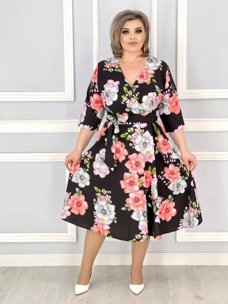 👗Letná nová kvetinová séria elegantných letných šiat s výstrihom do V 