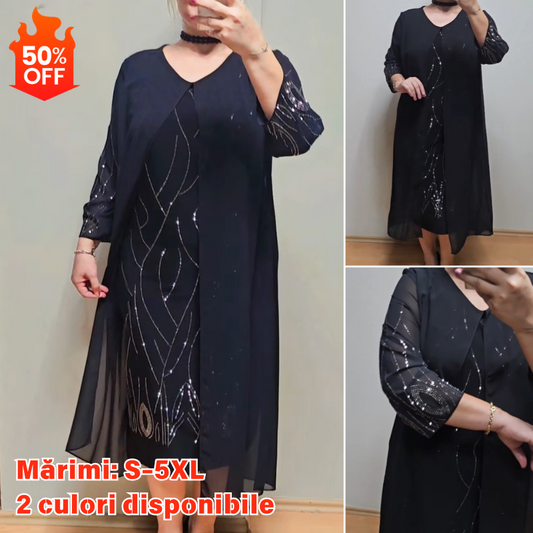 🎀 Lichidare limitată în timp 🔥【S-5XL】Rochie midi elegantă și la modă cu mâneci din tul