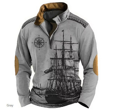 😎【XS-5XL】Moški pulover s kapuco s polovično zadrgo in 3D potiskom