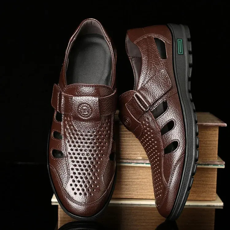 👞💨 Sandale de vară din piele naturală pentru bărbați, respirabile