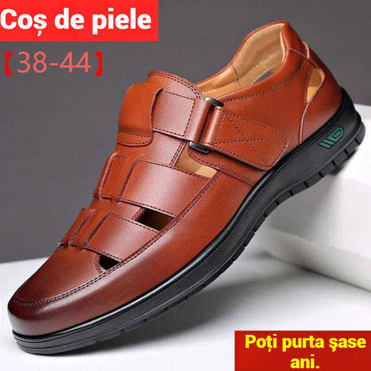 👞👍【38-44】2025 Poletni moški sandali iz kravje kože, zračni, votli, nedrseči, prosti čas.