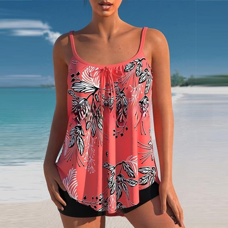 🌈🌴✨ Bikini nou imprimat în două piese de mărime mare 2024