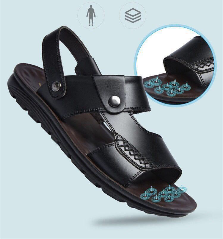👞【39-47】Sandale noi de vară pentru bărbați, din piele, respirabile și antiderapante.
