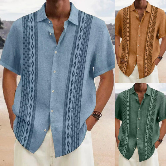 🎉👔【S-5XL】 Cămașă de vară cu mâneci scurte pentru bărbați cu rever