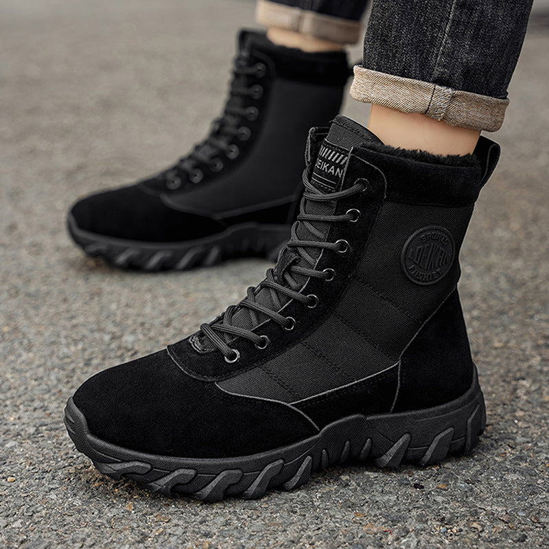 😎🥾【39-48】Férfi téli magas szárú munkáscsizma retró stílusban kültéri használatra, meleg, csúszásmentes és kopásálló