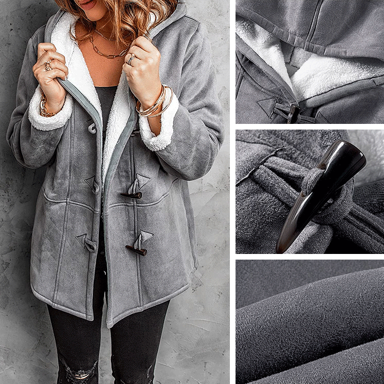 🥼[S-5XL] Divatos és meleg egyben, női kapucnis kabát, velúr és gyapjú anyagból