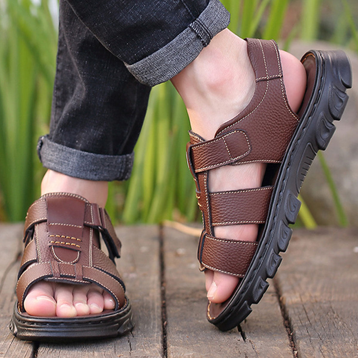 👞😎 Sandale casual din piele pentru bărbați.