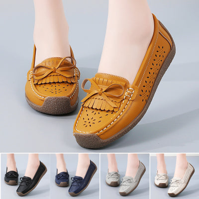 🌼【35-44】Pantofi de damă din piele de vară, pantofi ajurat cu ciucuri respirabil
