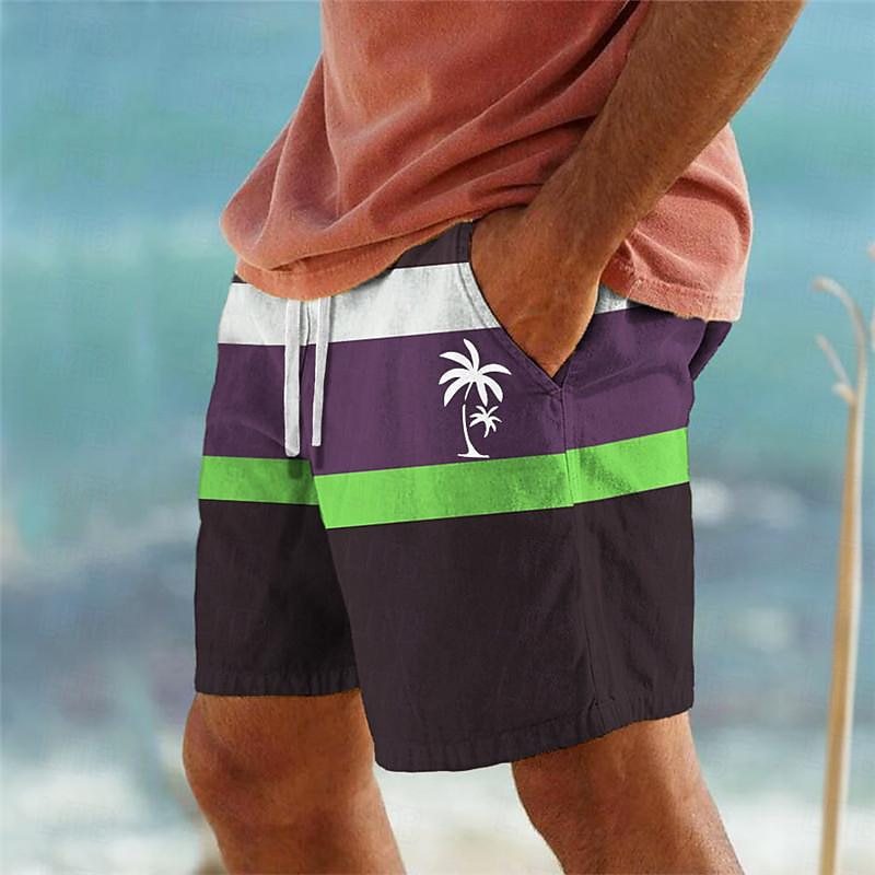 💥【Ofertă】Pantaloni de baie bărbați stilati cu imprimeu multicolor.