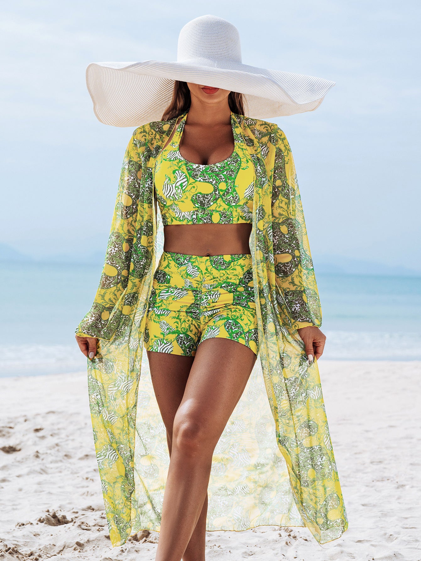 🧊👙 Bikini de damă din trei piese cu imprimeu sexy de înaltă calitate