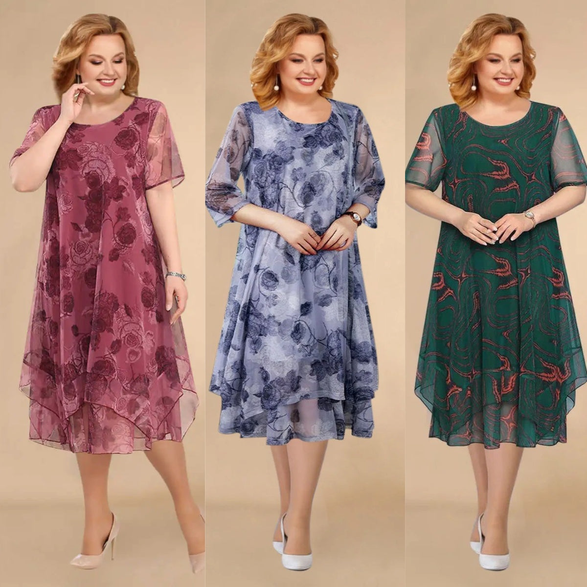 👗🌺【L-5XL】Noua rochie florala din sifon de vara.