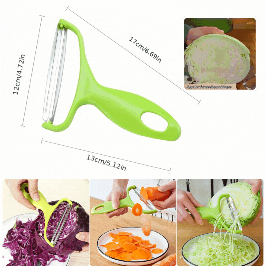 😃👍Többfunkciós rozsdamentes acél gyümölcs- és zöldséghámozó és reszelő【Korlátozott idejű kedvezmény, ingyenes szállítás】